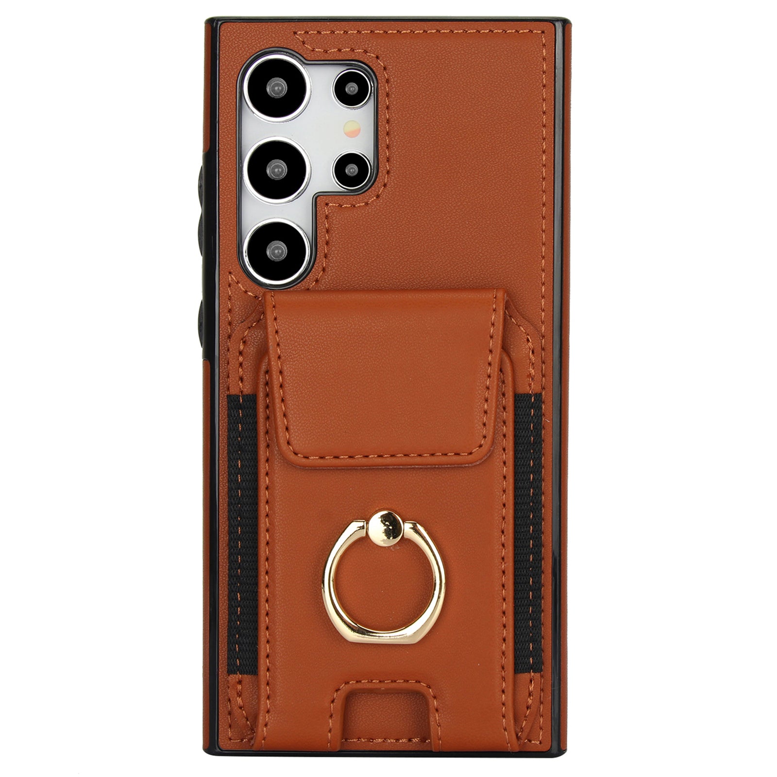 For Samsung Galaxy S24 Ultra Case with Ring Kickstand Leather Coated TPU Phone Cover For Samsung Galaxy S24 Ultra Case with Ring Kickstand Leather Coated TPU Phone Cover